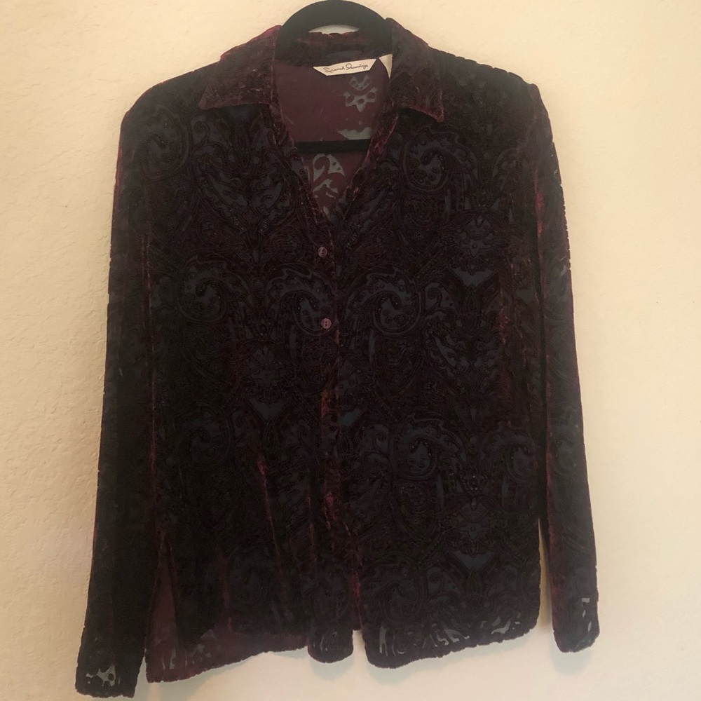 Velvet button down blouse